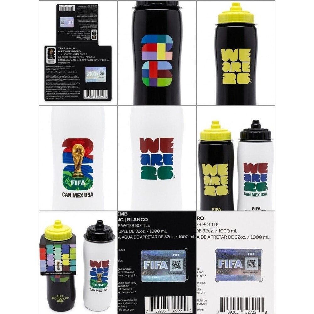 Lot of 2 FIFA World Cup 2026 Team USA Mexico 32oz Squeeze Water Bottle Black